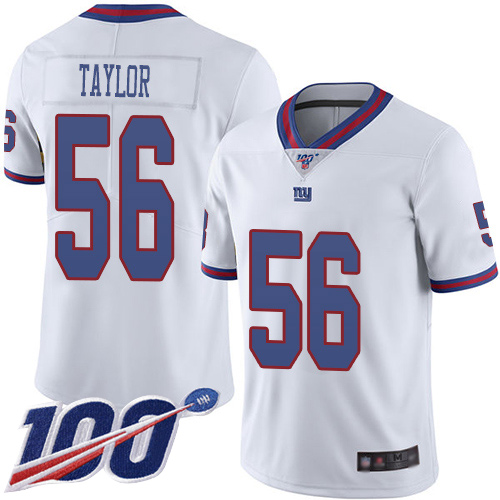 Men New York Giants #56 Lawrence Taylor Limited White Rush Vapor Untouchable 100th Season Football NFL Jersey